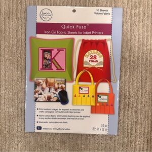 June Tailor Quick Fuse Iron-On Fabric Sheets For Inkjet Printers~10 sheets~White